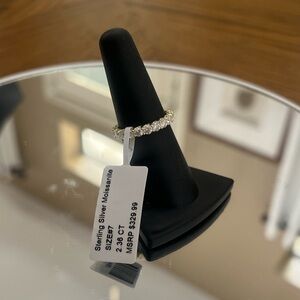 18k Gold Over Sterling Silver Moissanite Eternity Ring with GRA